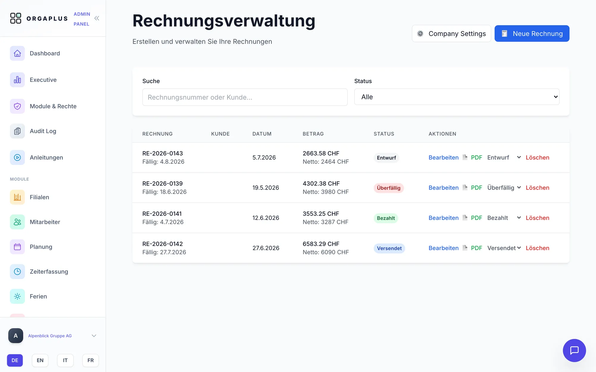 OrgaPlus Rechnung mit QR-Zahlteil