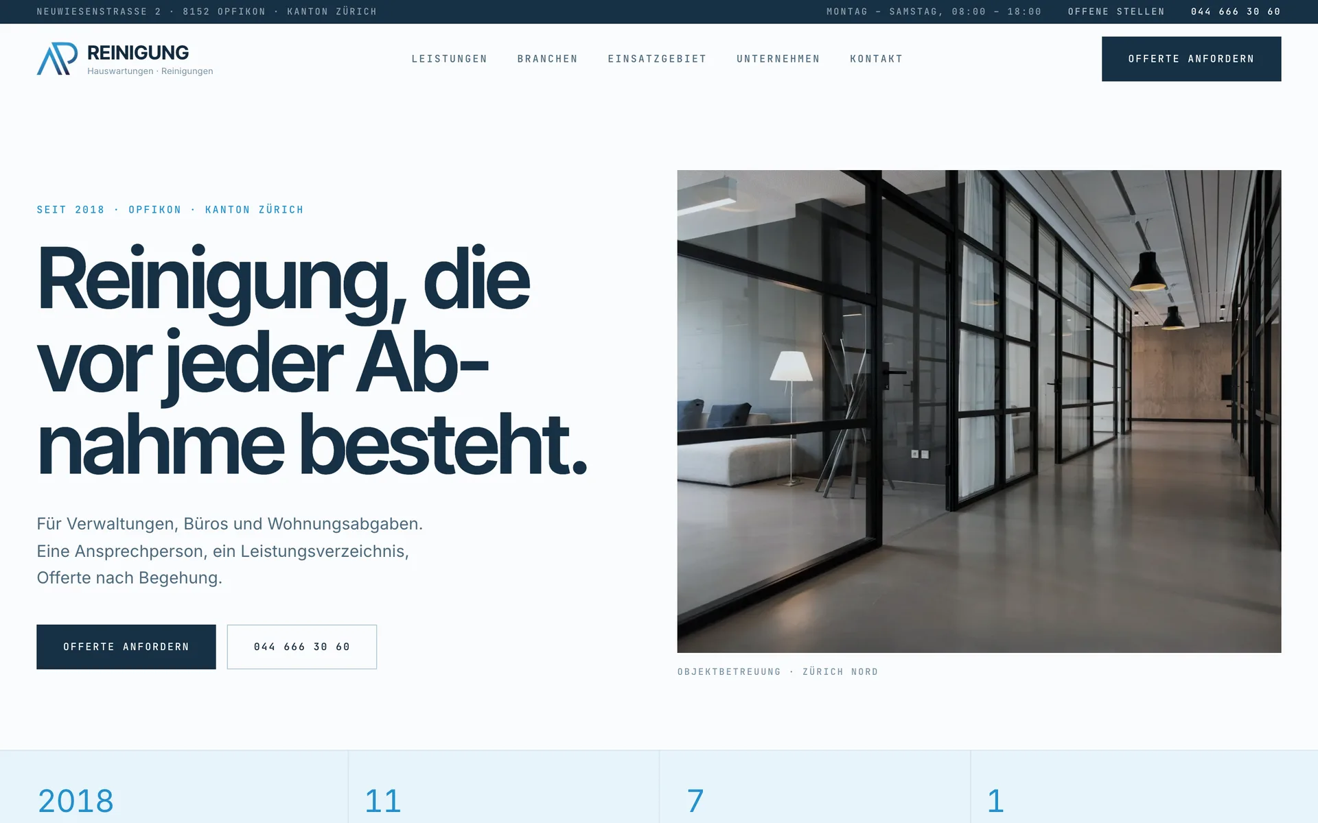 Website AP Reinigung, umgesetzt von ufoclick